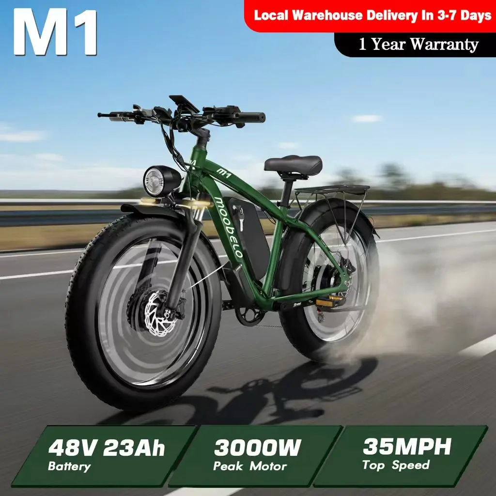 

US Delivery Moobelo M1 2000W EBike 48V 22.4AH 35mph 26" Fat Tire Waterproof All-Terrain Adult EBike One-year Warranty