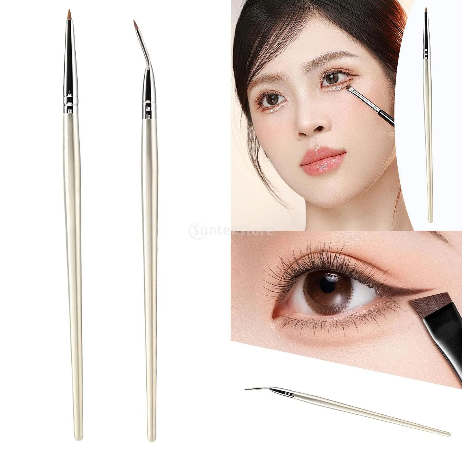 アイライナーブラシポータブルメイクブラシメイクアップアーティスト初心者プロフェッショナル斜め細かい角度アイライナーブラシメイクアップツール