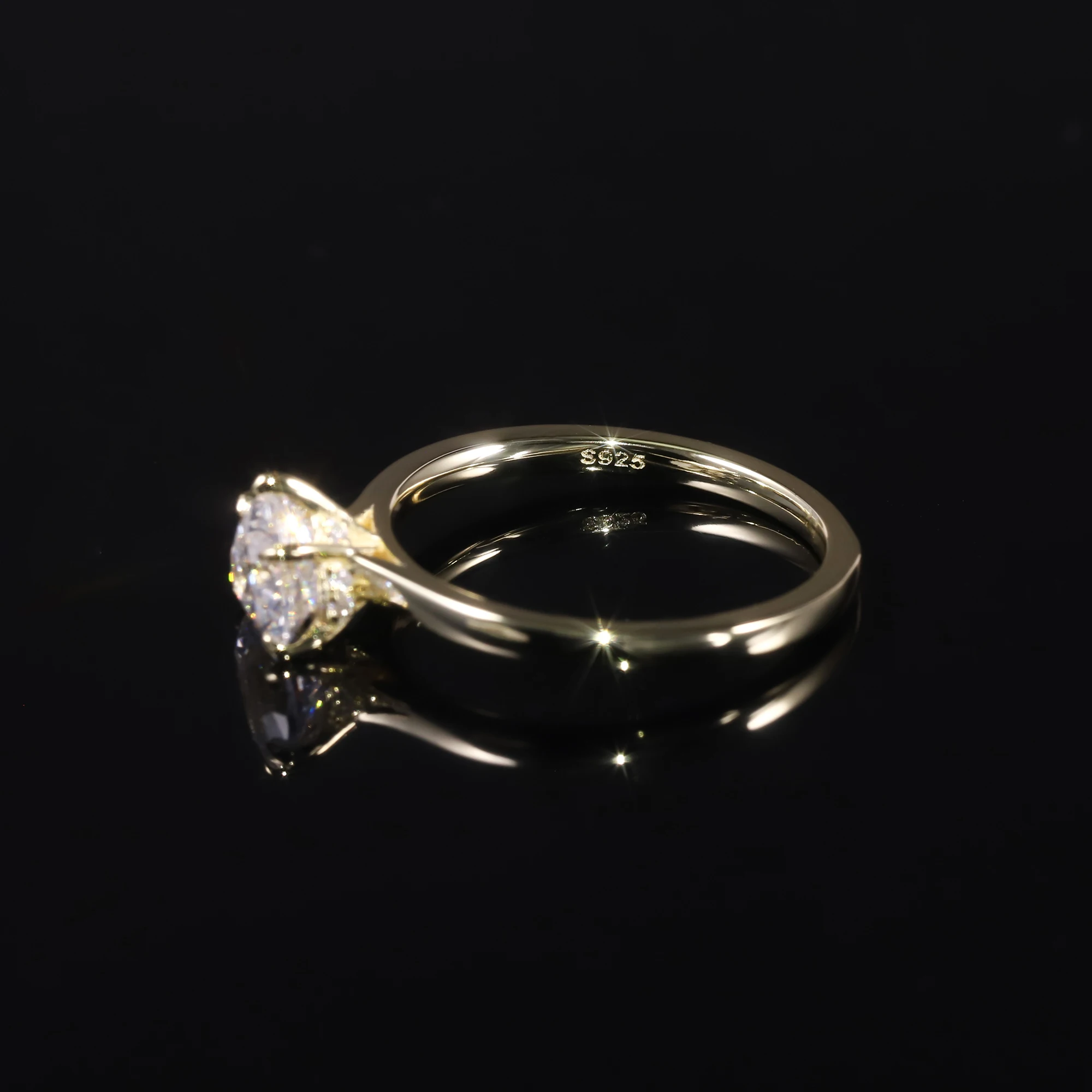 GEM'S BALLET 0.8CTW 6mm شكل قلب فريزيا المخفية هالو مويسانيتي سوليتير خاتم الخطوبة 18k مطلية بالذهب 925 الفضة الاسترليني