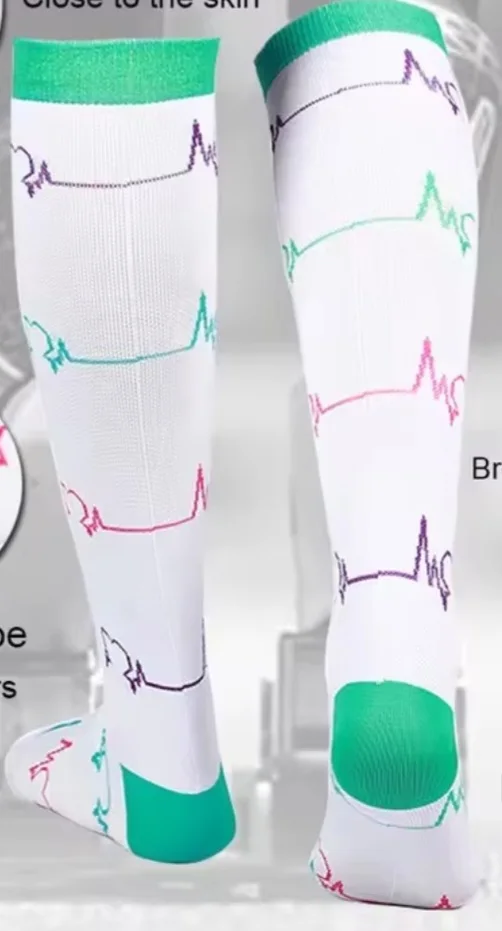 58 Style Compression Socks Medical Edema Diabetes Varicose Vein Stockings Graduated Pressure Legging Nursing Knee High Stockings photo review