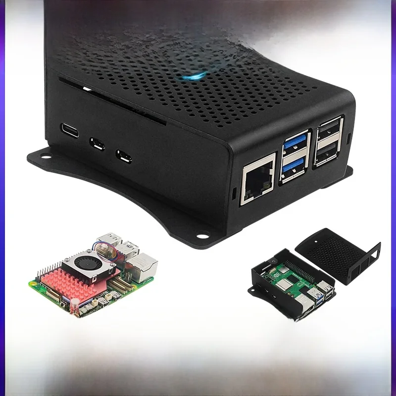 Metalowa obudowa Raspberry Pi 5 Obudowa ze stopu aluminium Opcjonalny regulowany wentylator chłodzący PWN Miedziany aluminiowy radiator dla Raspberry Pi 5 — zdjęcie produktu 7