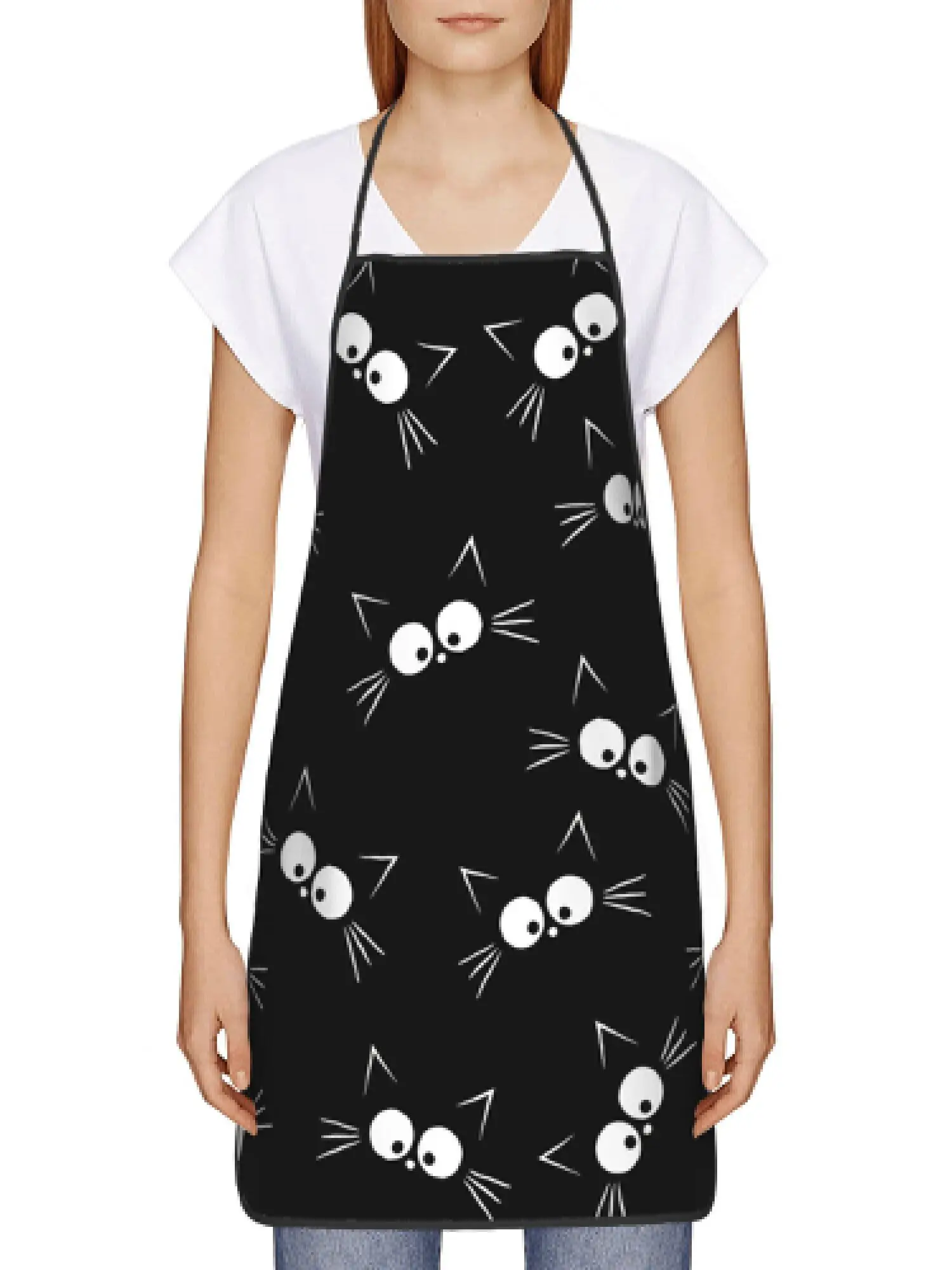 1 Piece of Playful Black Cat Vintage Design Apron, Unisex, Suitable for Crafts, Baking, Painting, Cleaning, Cooking, Chef, Waiter, Cafe, and Barbecue Apron, 21.7× 28.7inch , Perfect Holiday Gift Idea for Family and Friends