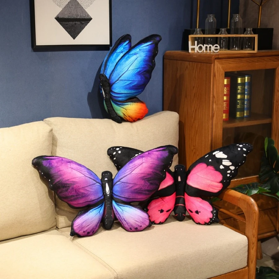 Colorful 3D Butterfly Pillow Decorative Animal Throw Pillows Print Accent Pillow Stuffed Cushion Bed Bedroom Couch Room Decor