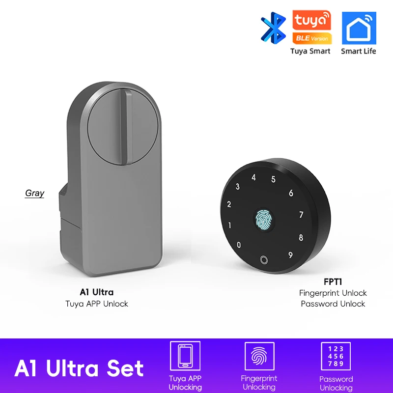 Nieuwe RAYKUBE A1 Ultra Tuya BLE Intelligent Elektronisch Deurslot Vingerafdruk Toetsenbord FPT1 Ontgrendelen Geen-dig Installatie voor Smart Home