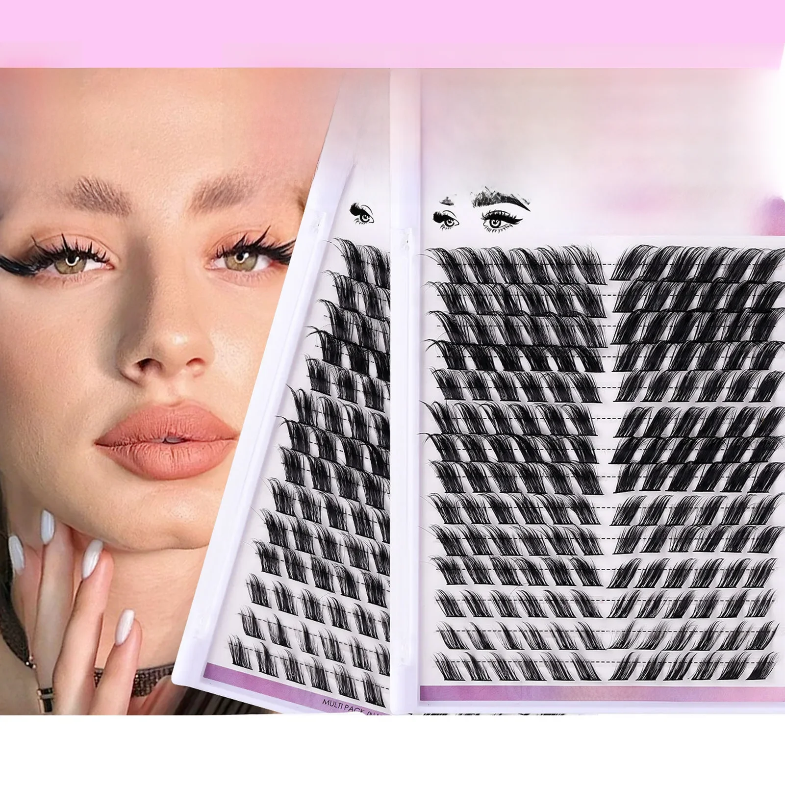 Flauschige Cluster-Wimpernverlängerungen, 12–18 mm, geflügelte falsche Wimpern, D-Locken, natürliche individuelle Cluster-Wimpern, Wimpern-Make-up-Zubehör