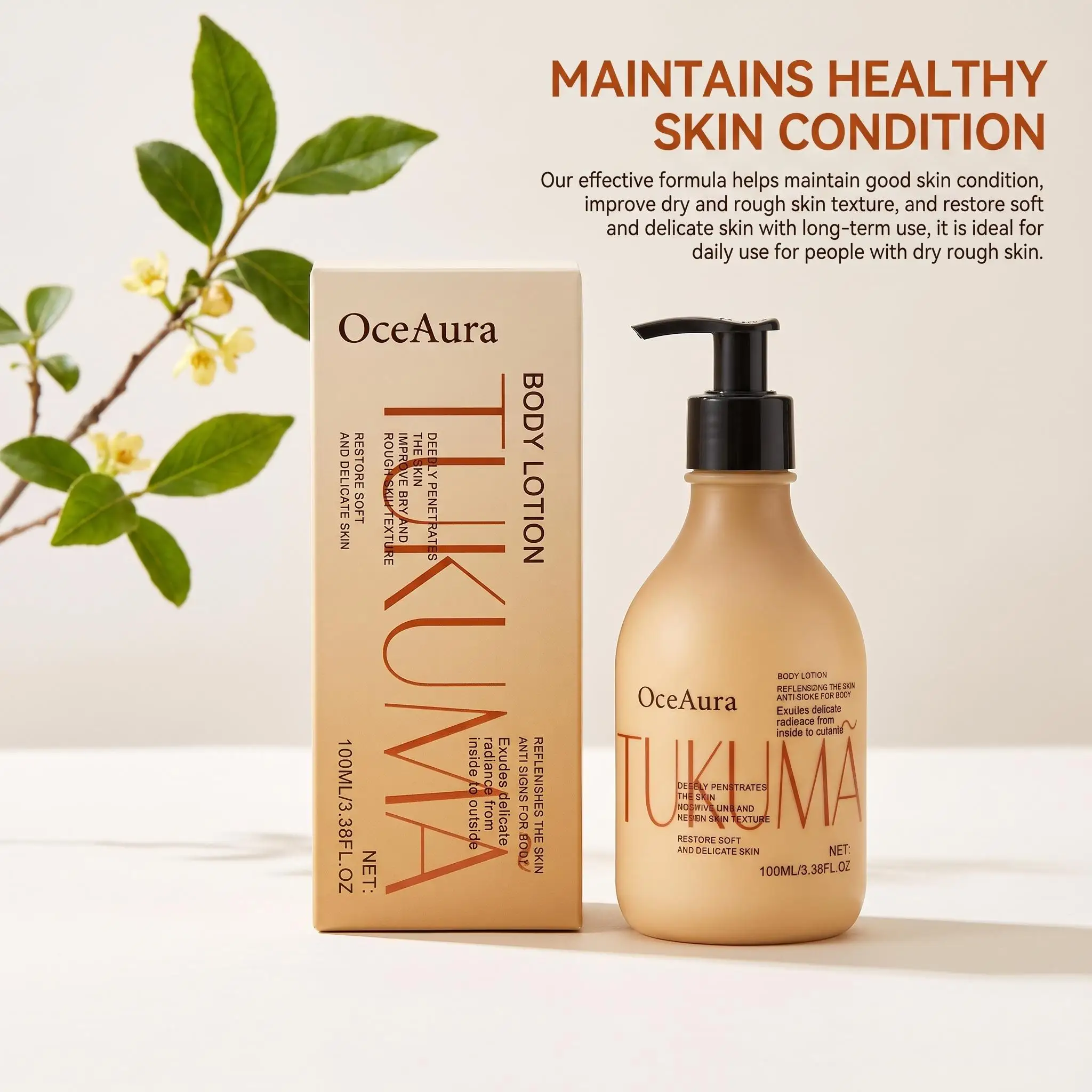 OceAura Shea Butter Body Lotion Deep Hydrating Nourishing Non-greasy Smoothing Skin Elasticity Increased Brightening Body Skincare Cream