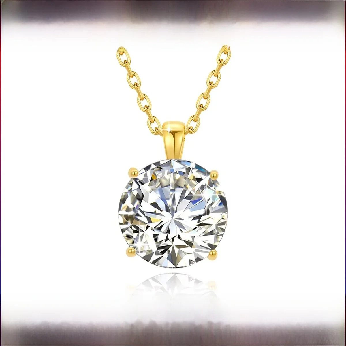 Szjinao 100% Real 14k Gold Moissanite Naszyjnik Dla Kobiet 6,5 mm 1,0 ct D Kolor AU585 K Złoty Luksusowy Wisiorek Certyfikowany Hurtowo — zdjęcie 2