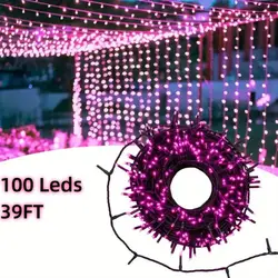 39FT Sparkling Pink Fairy Lights - 100 Shimmering LEDs, 8 Enchanting Modes - Perfect for Christmas, Weddings, Valentines Day