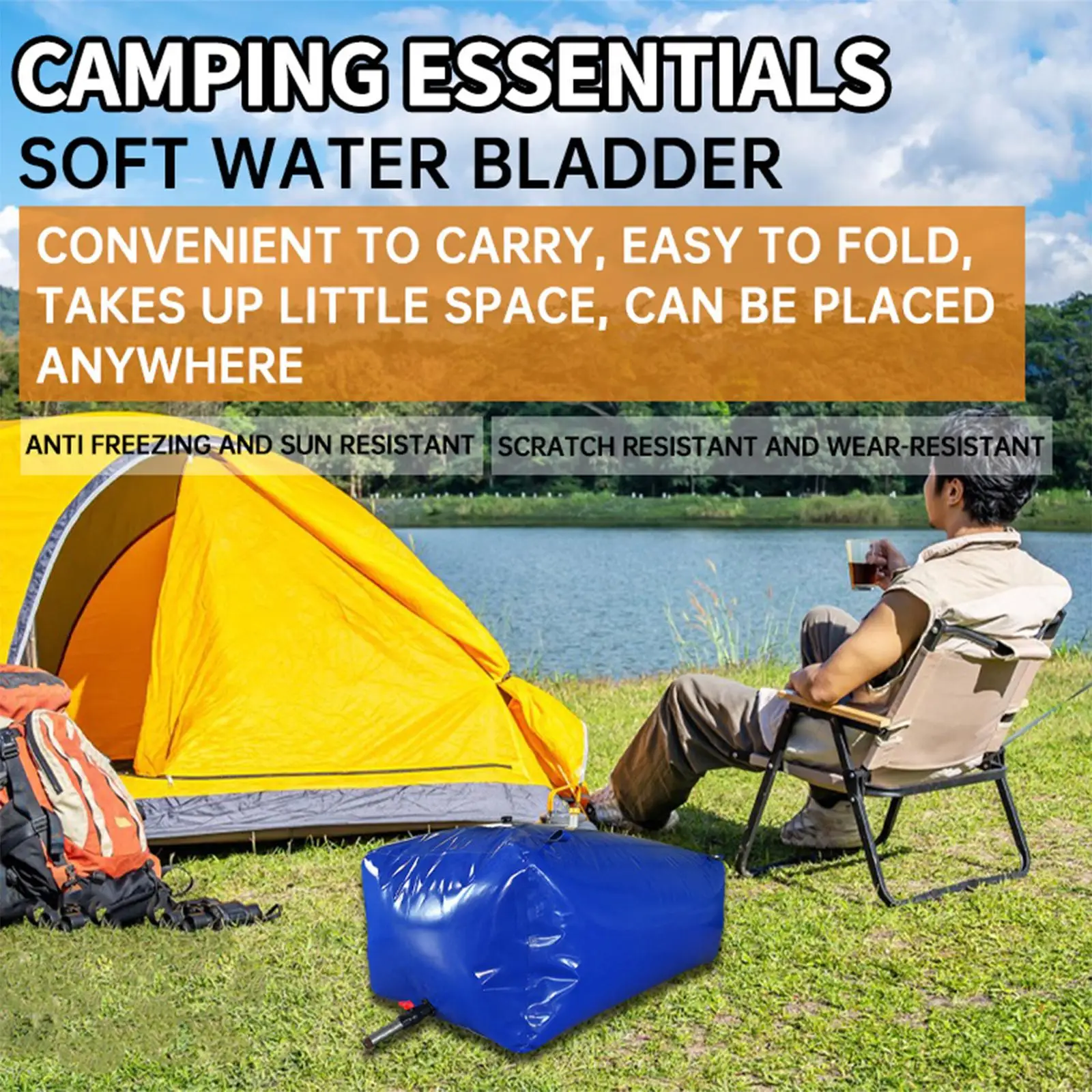 

Strong Stretchability Soft Bladder Foldable Water Bag, Portable Large Capacity Water Bladder Storage Bag for Outdoor Camping RV