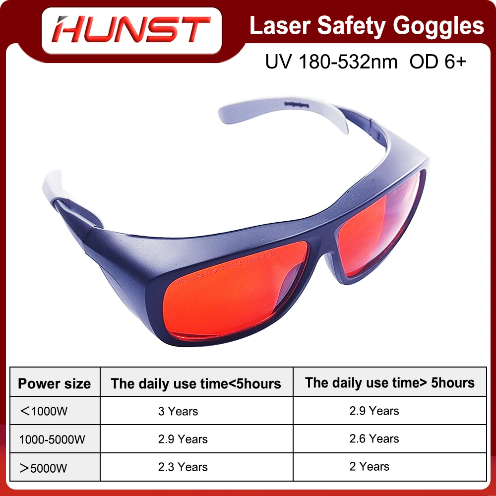 HUNST OD 6+ Professional Laser Glasses Protective Goggles for 355nm UV Laser 450nm Blue Laser and 520nm 532nm Green Laser