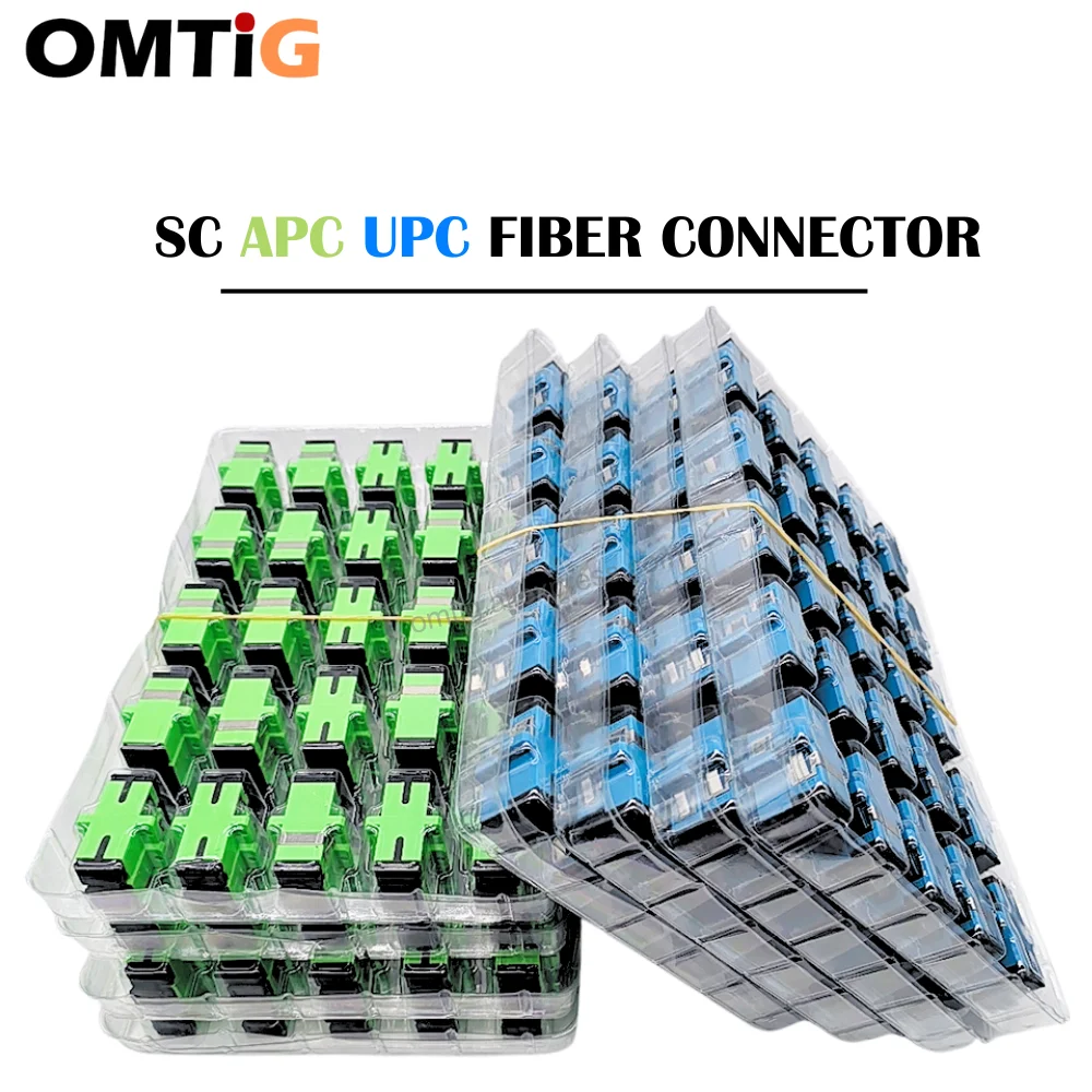 OMTiG SC APC UPC Adapter Connector 100-500PCS Simplex SM Single mode Plastic Fiber Optic Adapter Big Sell 100％New