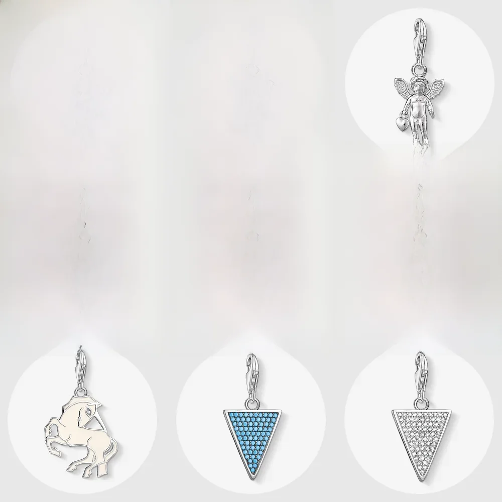 Link serca siostra córka anioł kolorowe papugi jednorożec trójkąt urok wisiorek, 2019 letnia biżuteria 925 Sterling Silver — zdjęcie 2