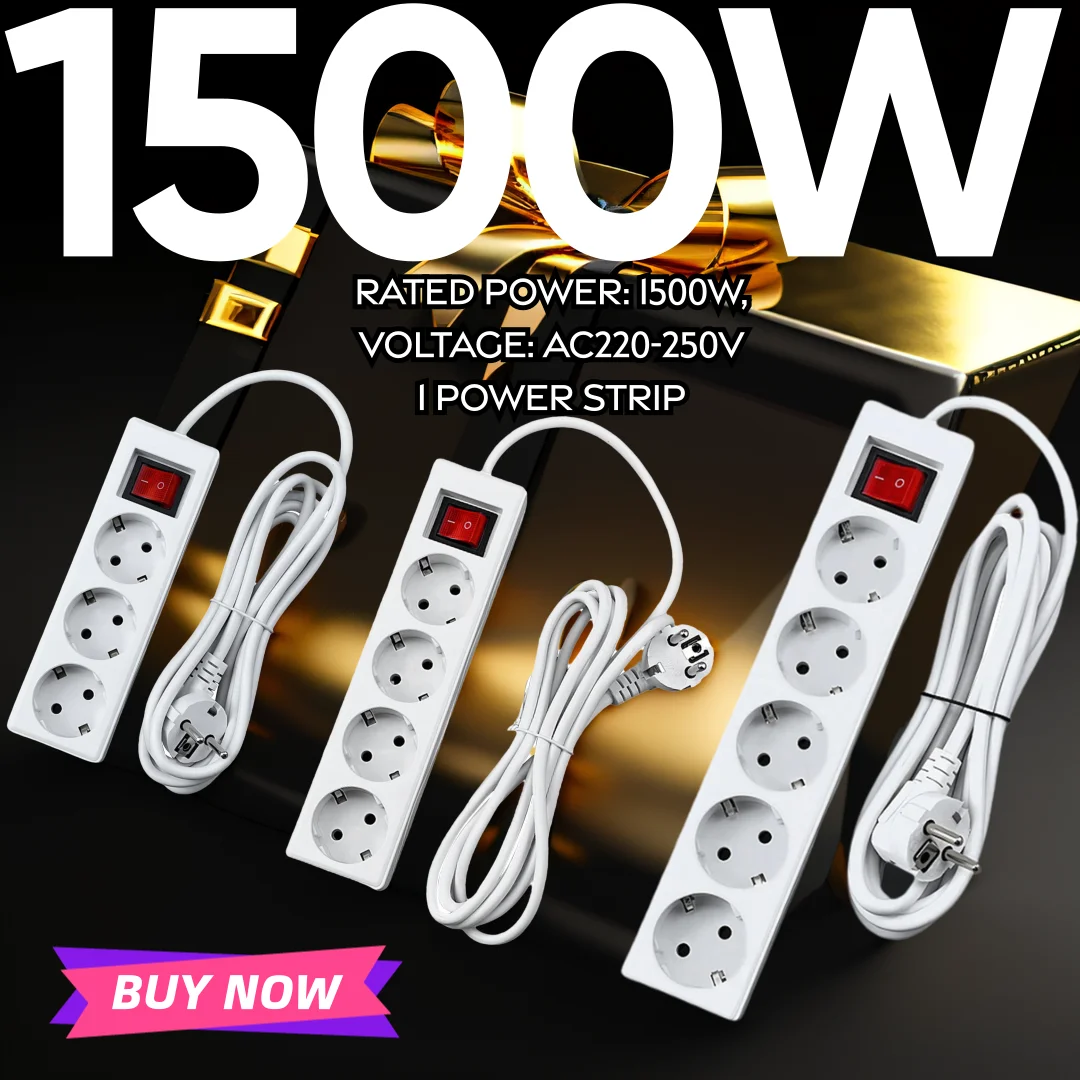 2/3/5Meters cord EU plug power strip EU extension electric cord for Russia Korea Europe power strips 3 4 5 way AC outlets