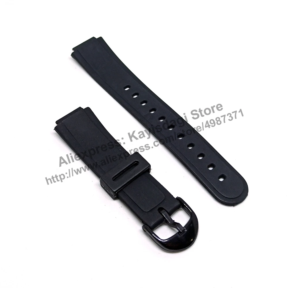 15mm Black Rubber watch band / strap comp. Casio AW-30 ,  AW-33 ,  AW-34 , AW-35 ,  AW-43 ,  AW-51K ,  SWC-03  ,  EB-3008