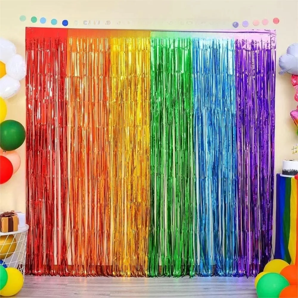 Kurtyna z frędzlami i lamówkami na tło imprezy, dekoracja na urodziny dla dorosłych i dzieci, wesele, baby shower, upominki na ukończenie szkoły. — zdjęcie 2