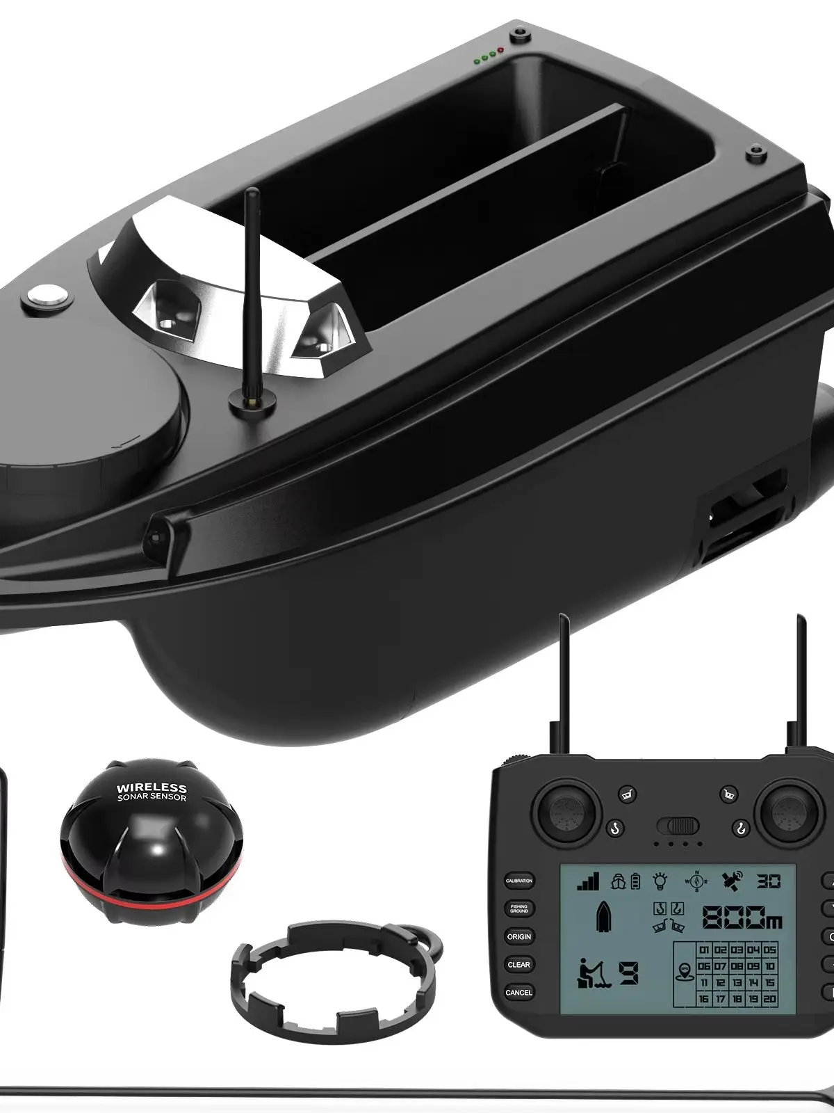 Flytec V030 Por Ferngesteuertes Köderboot, 800 m Reichweite, 12V 20000mAh, Wasserkühlung, automatische Rückkehr, 9 Angelplätze mit 180 markierten Punkten, Fischerkennungsfunktion, speziell für das