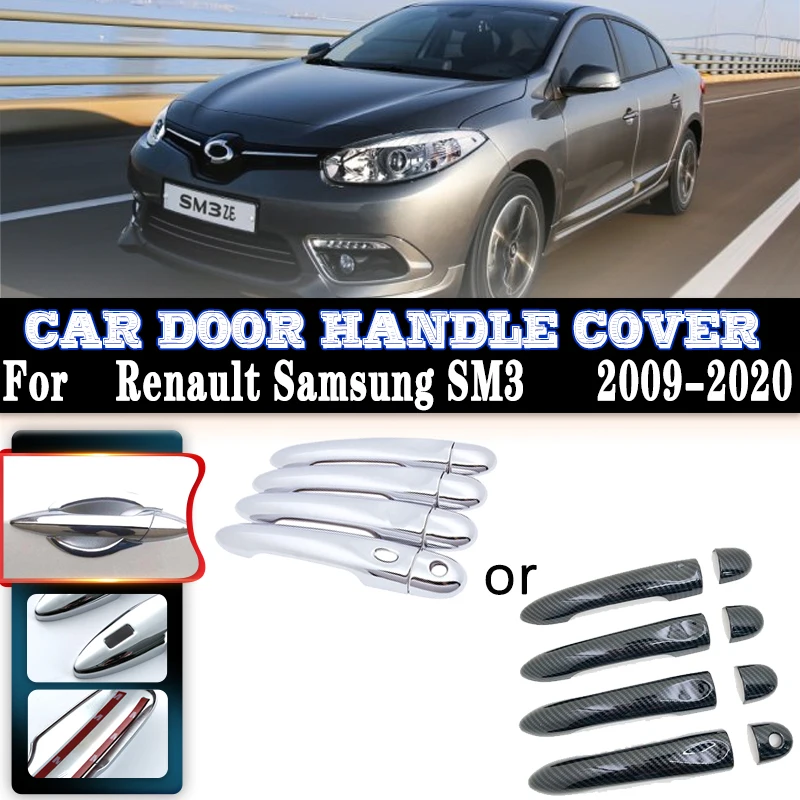 For Renault Megane 3 MK3 III Scala 2009~2017 Car Carbon Fiber Handles Or Chrome Gloss Door Handle Cover Trim Set Car Accessories