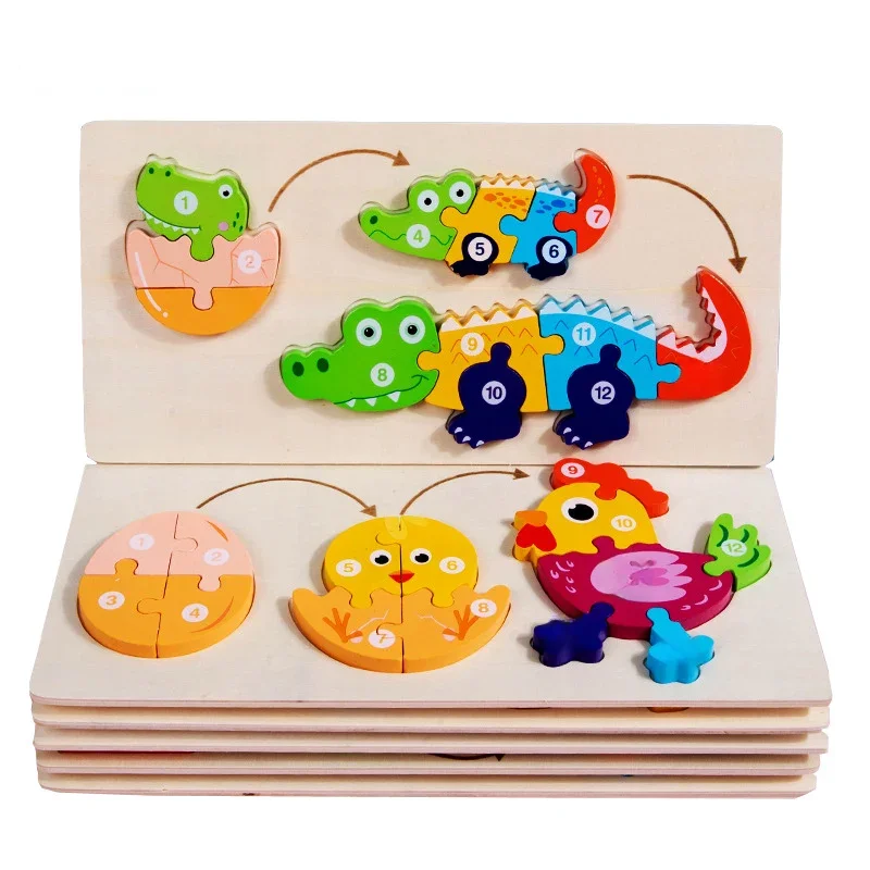 AliExpress Baby Toy Wooden 3D Puzzle Toys Life cycle puzzle Cartoon Jigsaw For Children Baby Early Education