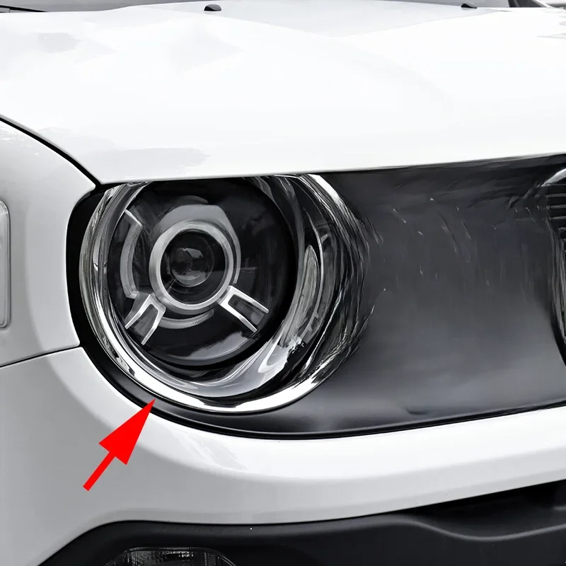 Dla Jeep Renegade BU 2015-2018 Chromowana osłona reflektora Pierścień reflektora Otacza akcesoria — zdjęcie 2