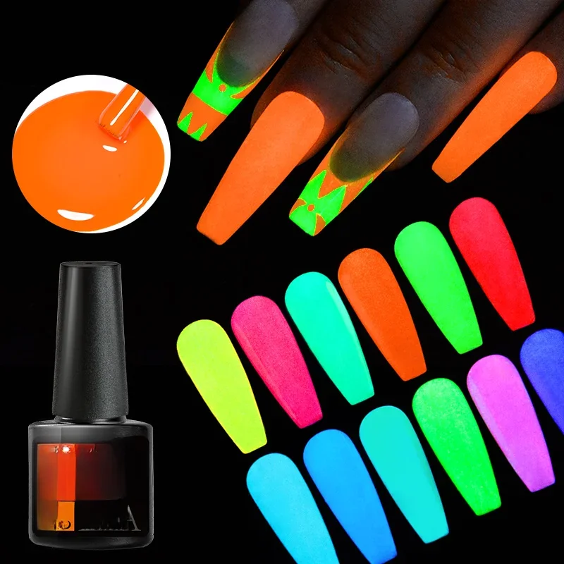 MEET ACROSS-Verhéritage à Ongles Fluorescent Vert Néon Semi-Continu, Verhéritage à Ongles Gel UV Soak Off, Verhéritage à Ongles Brcorporelle dans le Noir, 7ml