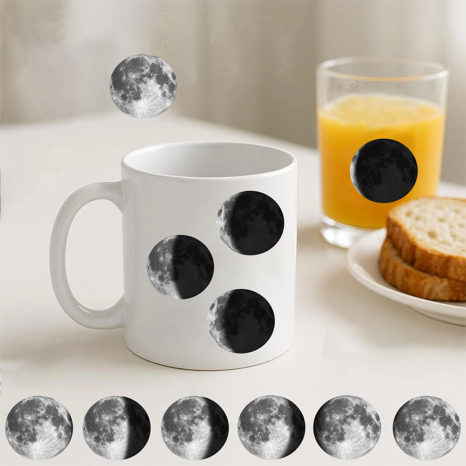 50PCS Lunar Phase Landscaping Sticker Kawaii Creative Living Room Scrapbooking PET Stationery Motorcycle Stationery Stickers