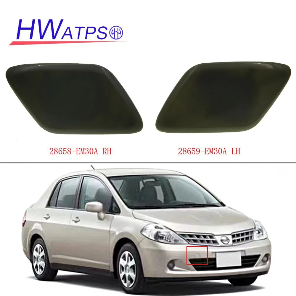 HWATPS New Pair Front Bumper Headlight Washer Nozzle Cover Cap 28658-EM30A RH & 28659-EM30A LH For Nissan Tiida 2004-2012