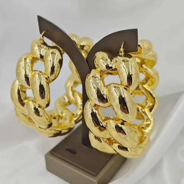 Luxury Dubai Gold Plated Chunky Hoop Earrings for Women Metal Textured Big Round Earrings African Weddind Party Accessories
