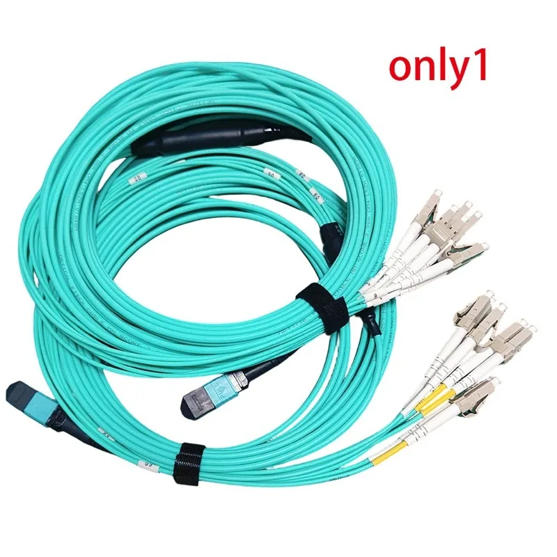 OM3 Fiber Multimode 8-Core MPO/PC to 4 LC Cable  Fiber Optic Patch Cord