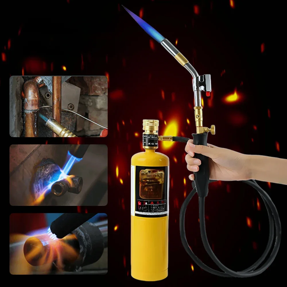 Soudage au gaz Torche Mapp 3600 ° Outil de brasage à flamme F avec tuyau de 1.5m, pistolet de soudage à chauffage au Propane avec allumage électronique