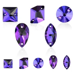 Purple Velvet Sew On Rhinestones For Needlework Sewing Stone Color Crystal Glass Rhinestone Accessories DIY Garment Dress Making