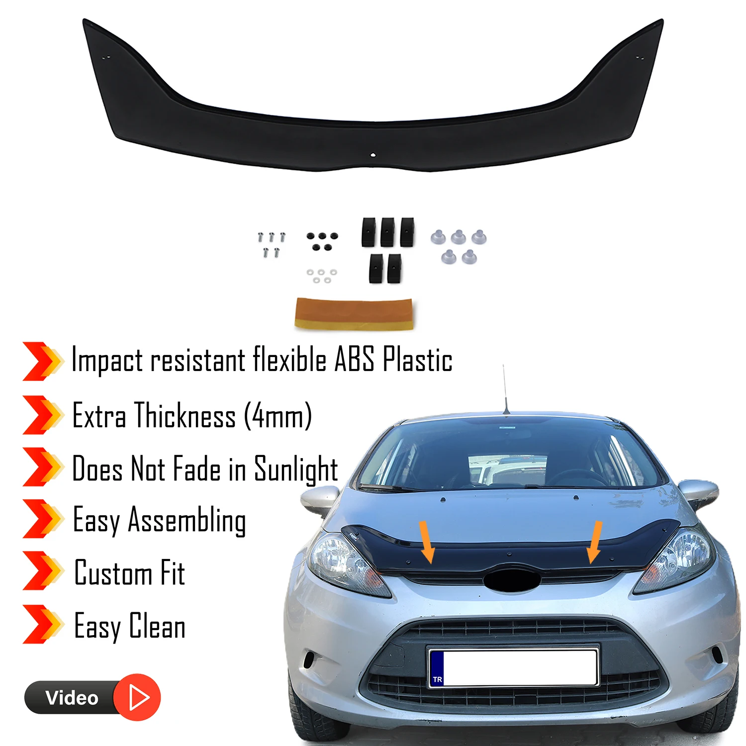 

Hood Deflector Guard for Ford Fiesta (2009-2012) - (HB) Bug Shield Bonnet Protector / 4 mm thickness and ultra-durable material