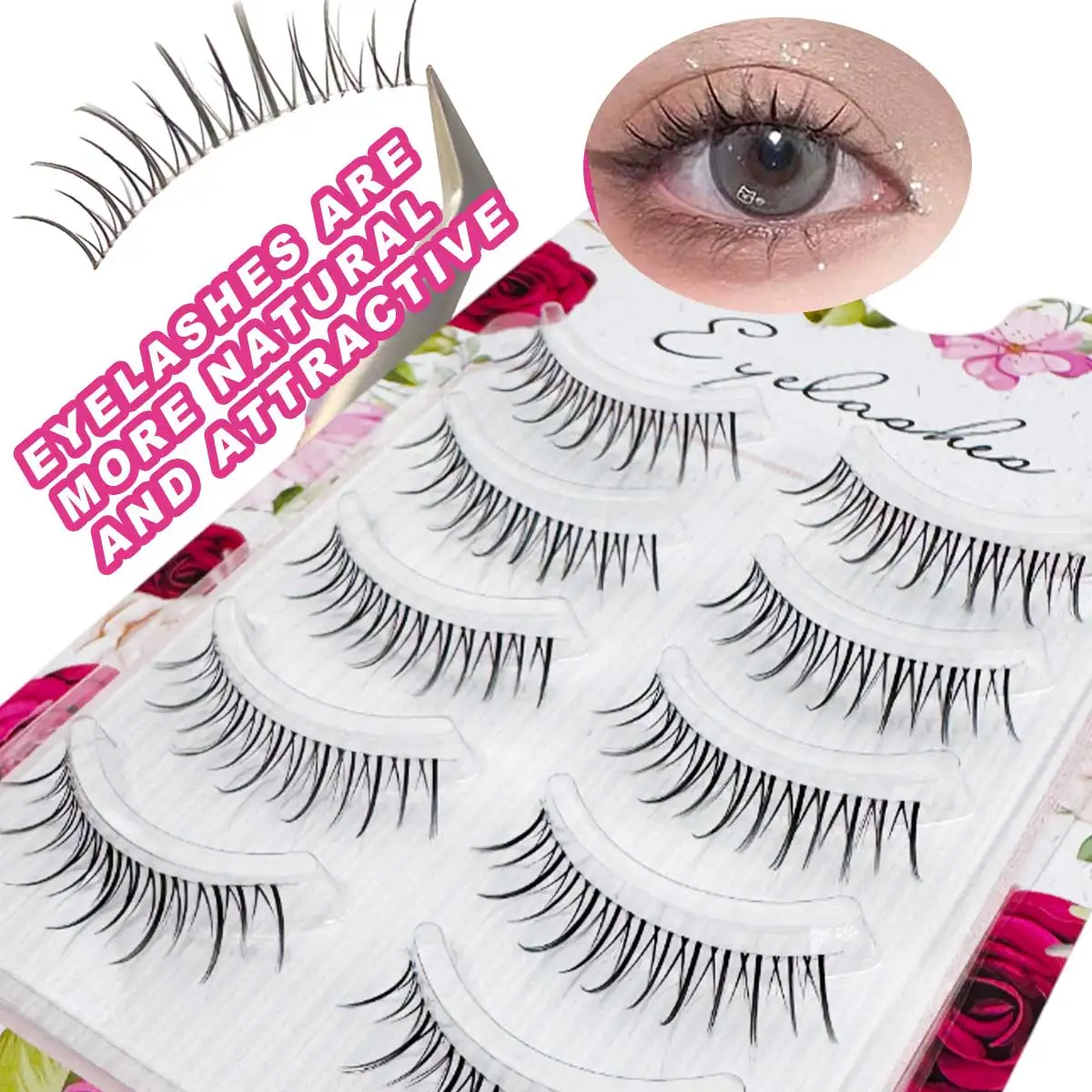 5ペア ソフトウィスピーつけまつげ ナチュラルロングフルストリップ デイリーウェア 写真撮影 ウェディングメイク ハロウィン クリスマス つけまつげ