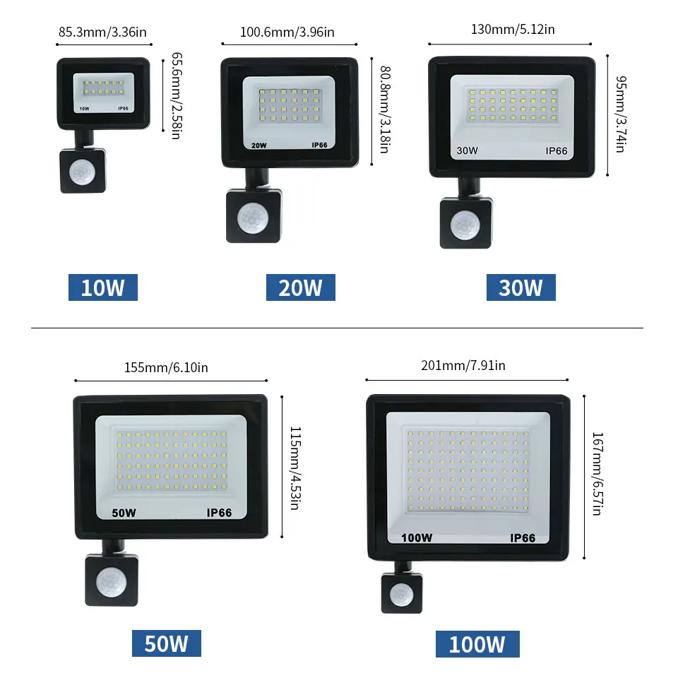 Reflektor Led 50W 100W AC220V reflektor światło halogenowe wodoodporny Ip66 reflektor ogrodowy Pir czujnik ruchu ścienne oświetlenie zewnętrzne