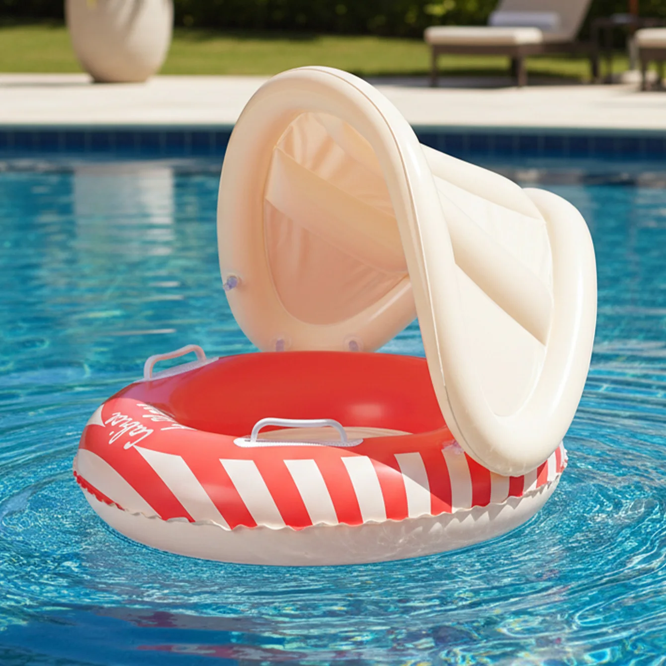 Flotador De Piscina Con Parasol Y Portavasos – Tumbona De PVC Para Playa Y Lago