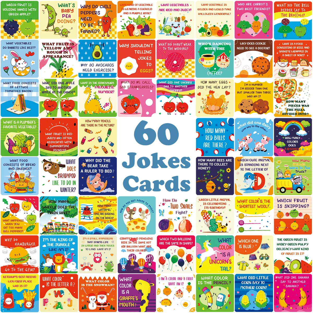 60 Pcs Double-Sided Fun Puzzle Toy Cards Jokes Cards Positive Affirmation Cards For Boys&Girls Daily Affirmation Cards