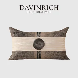 DAVINRICH Indian Heritage Handmade Lumbar Pillow Cover Decorated With A Bronze Ring Lavish Style Cushion Case For Couch Sofa Bed