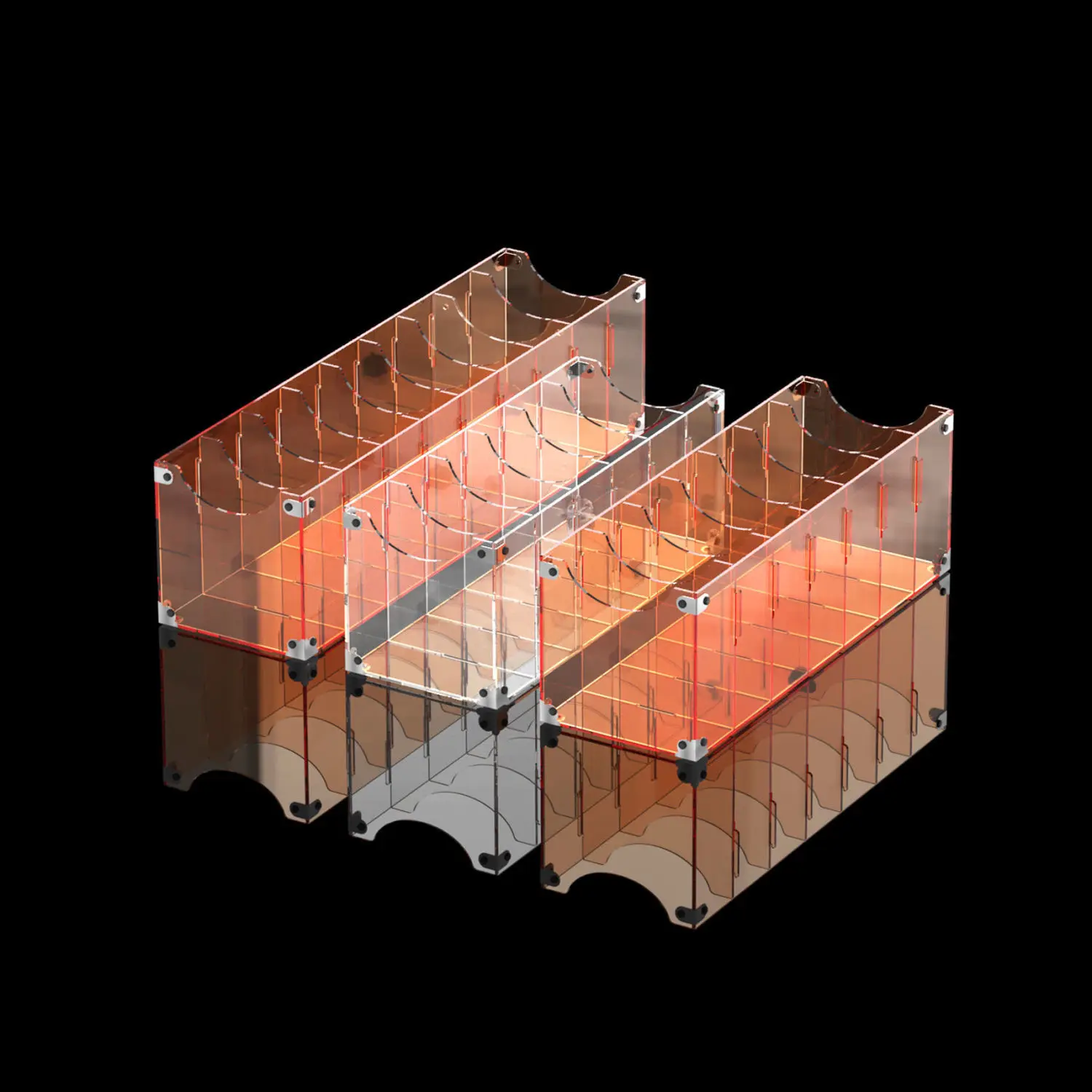 

6/7/8/9 Compartments Acrylic Belt Organizer, Belt Container Storage Holder, Clear/Orange Belt Display Box for Closet Tie Bow Tie