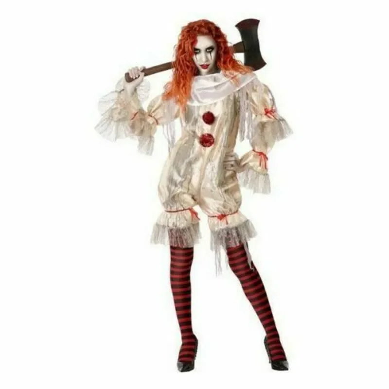 Palhaço assassino macabro feminino Traje, Festa de Halloween Traje, Carnaval Teatro, Adulto