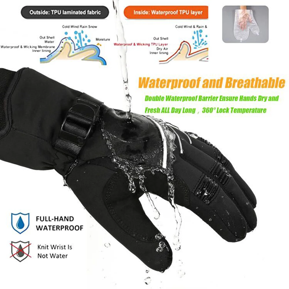 Waterproof Winter Ski Gloves 3M Thinsulate Touchscreen Thermal Outdoor Snowboard Gloves Motorcycle Bike Cycling Gloves Men Women