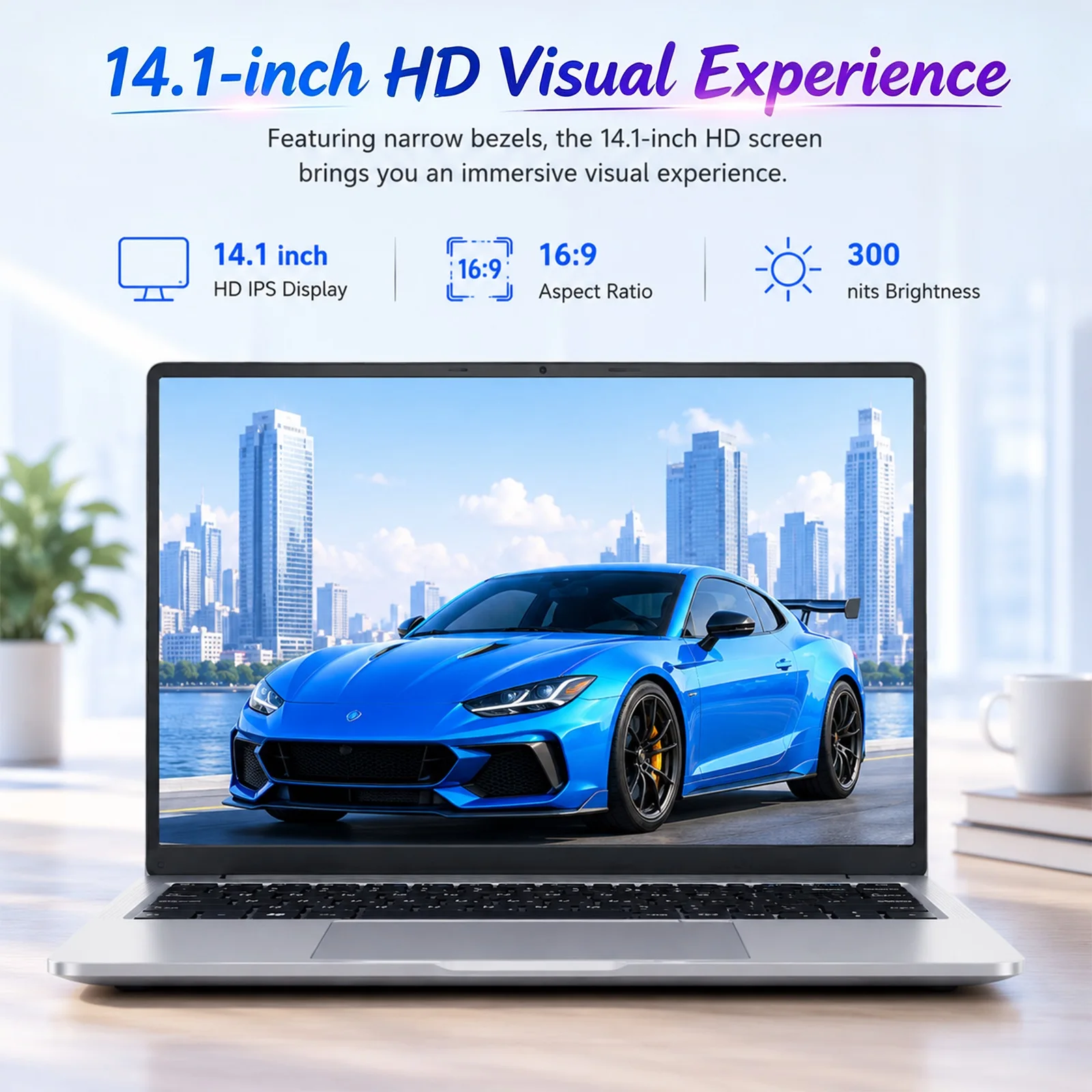 Brand New 14.1 Inch Laptop Intel Celeron N3450 8GB RAM 128GB SSD FHD 1920x1080 Notebook Windows 10 Pro WiFi Dual Band Bluetooth 5.2 Lightweight Portable Computer for Student Office Business Home France Stock Multi Language System Laptop Duty Free Shop