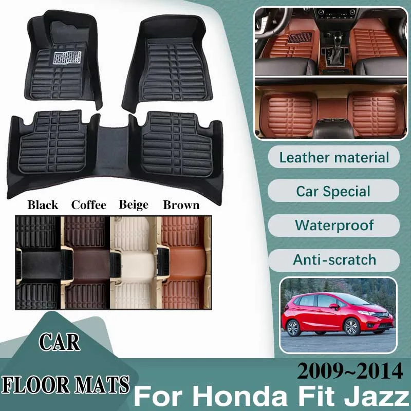 

Accessories For Honda Fit Jazz 2009~2014 GE GG MK2 Car Foot Part Custom Floor Mat Waterproof Leather Panel Liner Carpet Interior