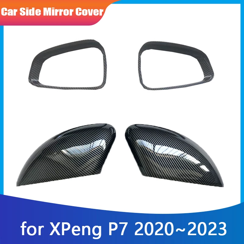 

Car Side Mirror Cover Trim for XPeng P7 2020~2023 Accessories Carbon Fiber Rear View Rain Eyebrow Chrome Electroplate 2022 2021