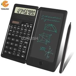 TONLISH-Calculadora Solar Portátil Dobrável Científica, Tela LCD, Escrita Tablet com Caneta Stylus