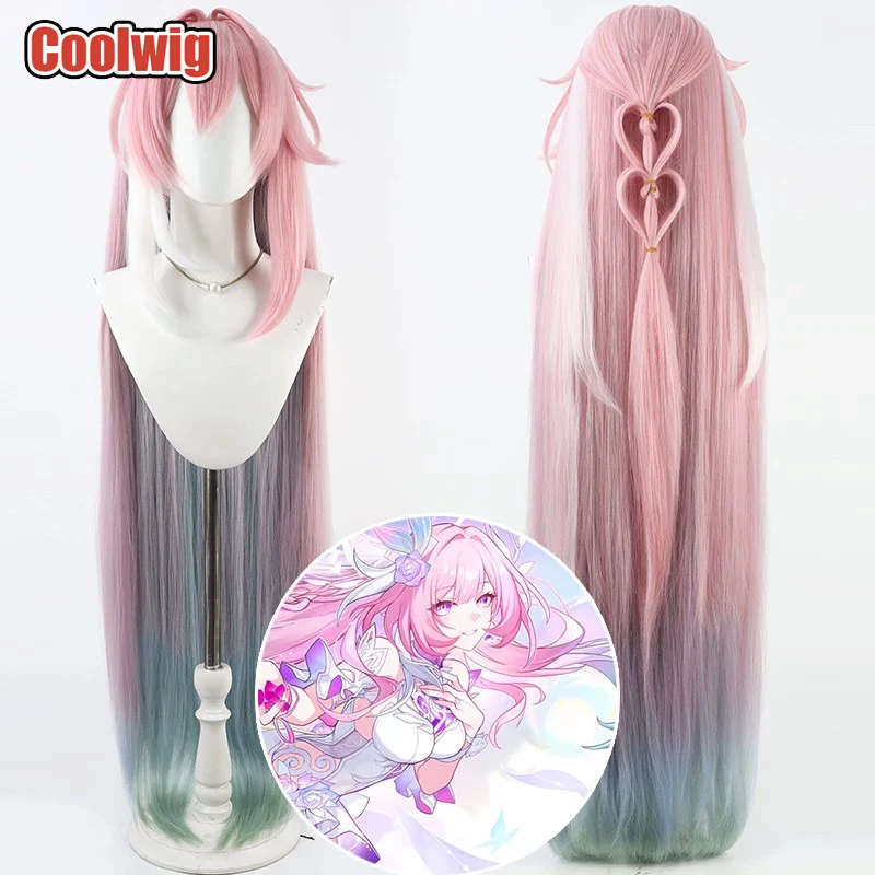 

Coolwig Synthetic Hair Cyrene Cosplay Wigs Game Honkai: Star Rail Cyrene 100cm Pink Mixed Blue Green White Wig Heat Resistant