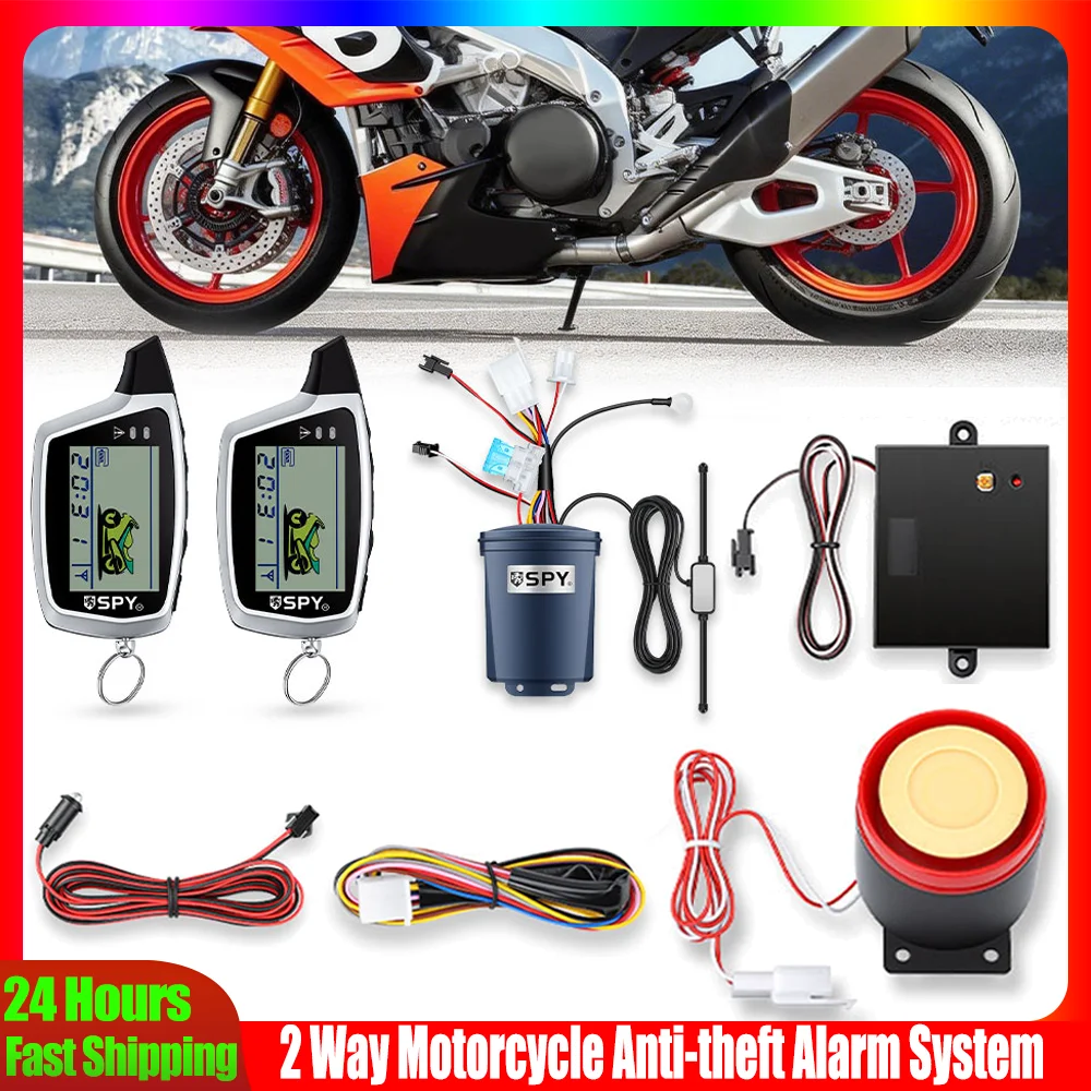 

2 Way Motorcycle Alarm System 12V Anti-theft Security System with 2 LCD Remotes, 125dB Siren, Vibration & Microwave Alarm