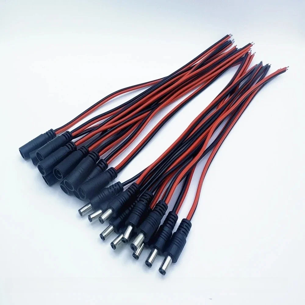 Prise d'alimentation cc de haute qualité avec fil, bricolage 16 AWG 18 AWG 22 AWG, prise femelle et mâle, connecteur DC 5.5x2.1mm, adaptateur DC12V-24V