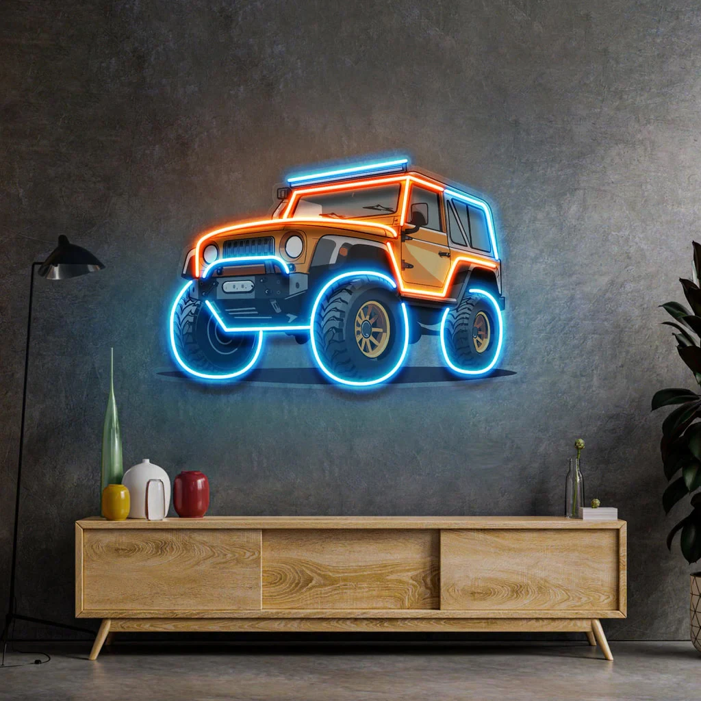 

Modern Adventure Off Roading Suv Neon Sign UV Print Car Neon Game Room/Boy Room Decor Car Bar Club Wall Decor Gift for Him