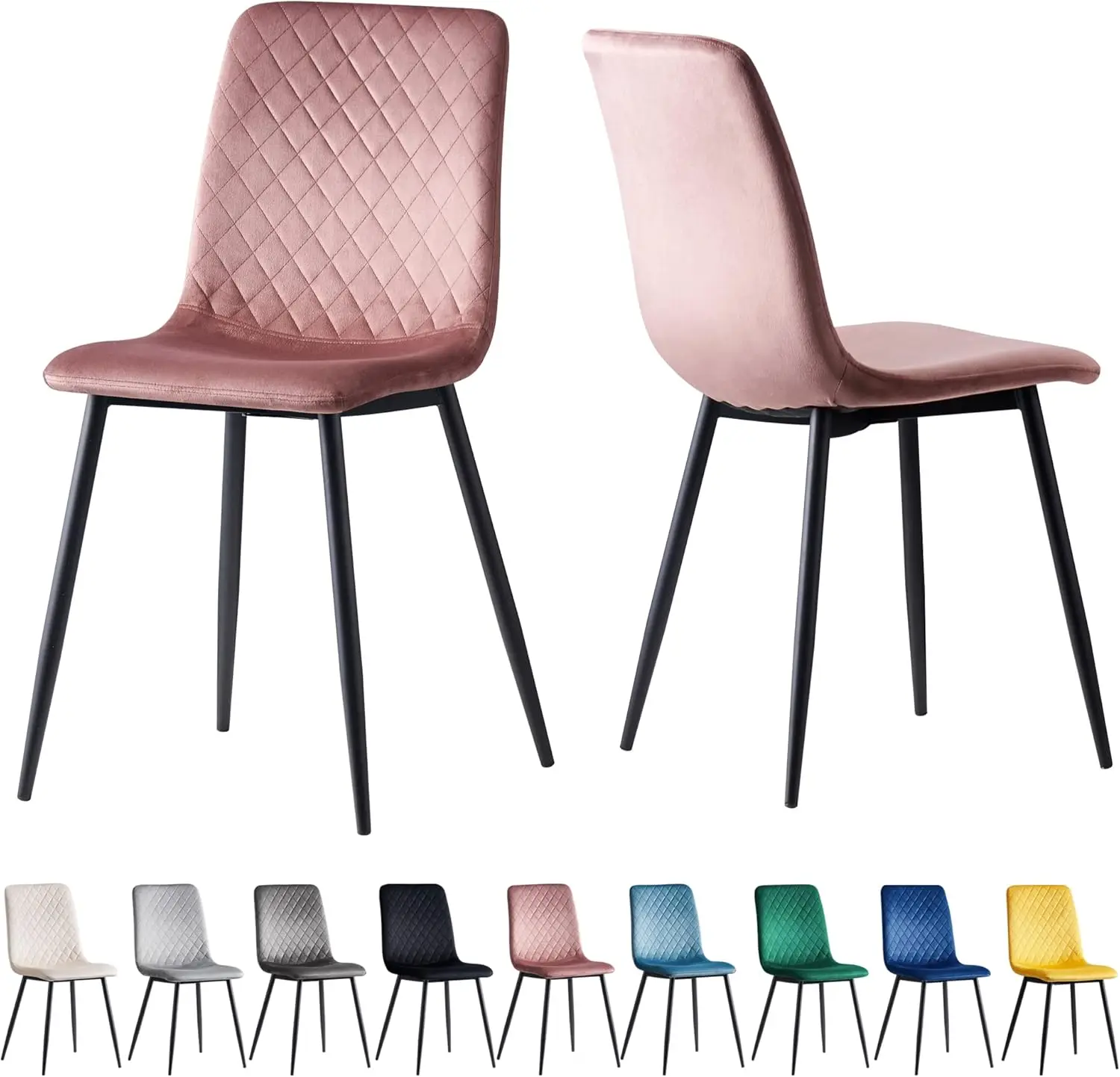 Esszimmerstühle LEXI im 2er Set, mit Samtbezug & Metallbeinen, Designerstuhl, in 9 Farben erhältlich