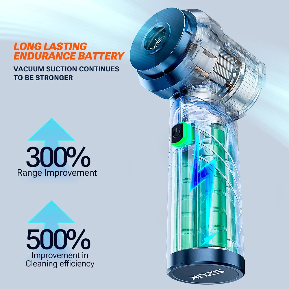 SZUK C013 Foldable Car Vacuum Cleaner Powerful Air Blower HandHeld Cleaning Machine Strong Suction Portable Wireless Cleaner