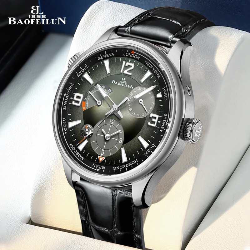 

BAOFEILUN Men's Watches Classic Business Machinery Watch 43mm Waterproof multifunctional dial Date Automatic watch Luminous